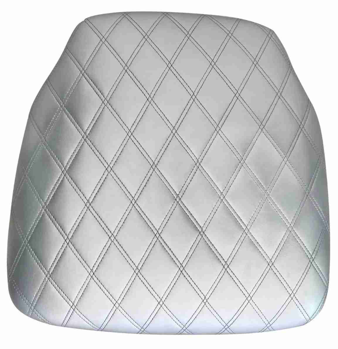 silver vinyl panel back chiavari cushion with bentley stitching and slipnot