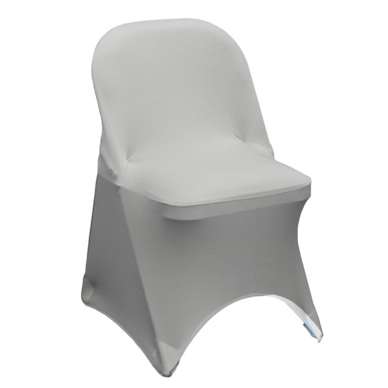 Stretch Spandex Folding Chair Cover Silver | Rental Stretch Spandex Folding Chair Cover Silver | Rental