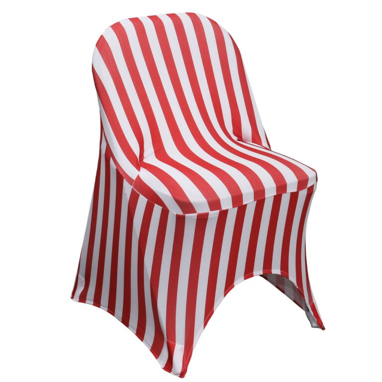 Stretch Spandex Folding Chair Covers Striped Red/White | Rental Stretch Spandex Folding Chair Covers Striped Red/White | Rental